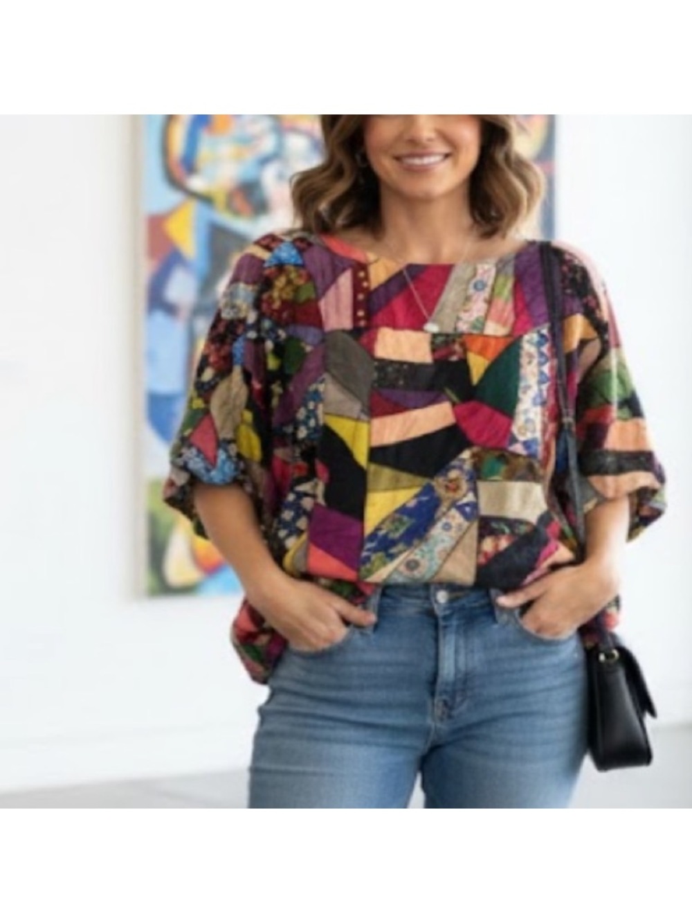 Johnny Was Silk Abstract top